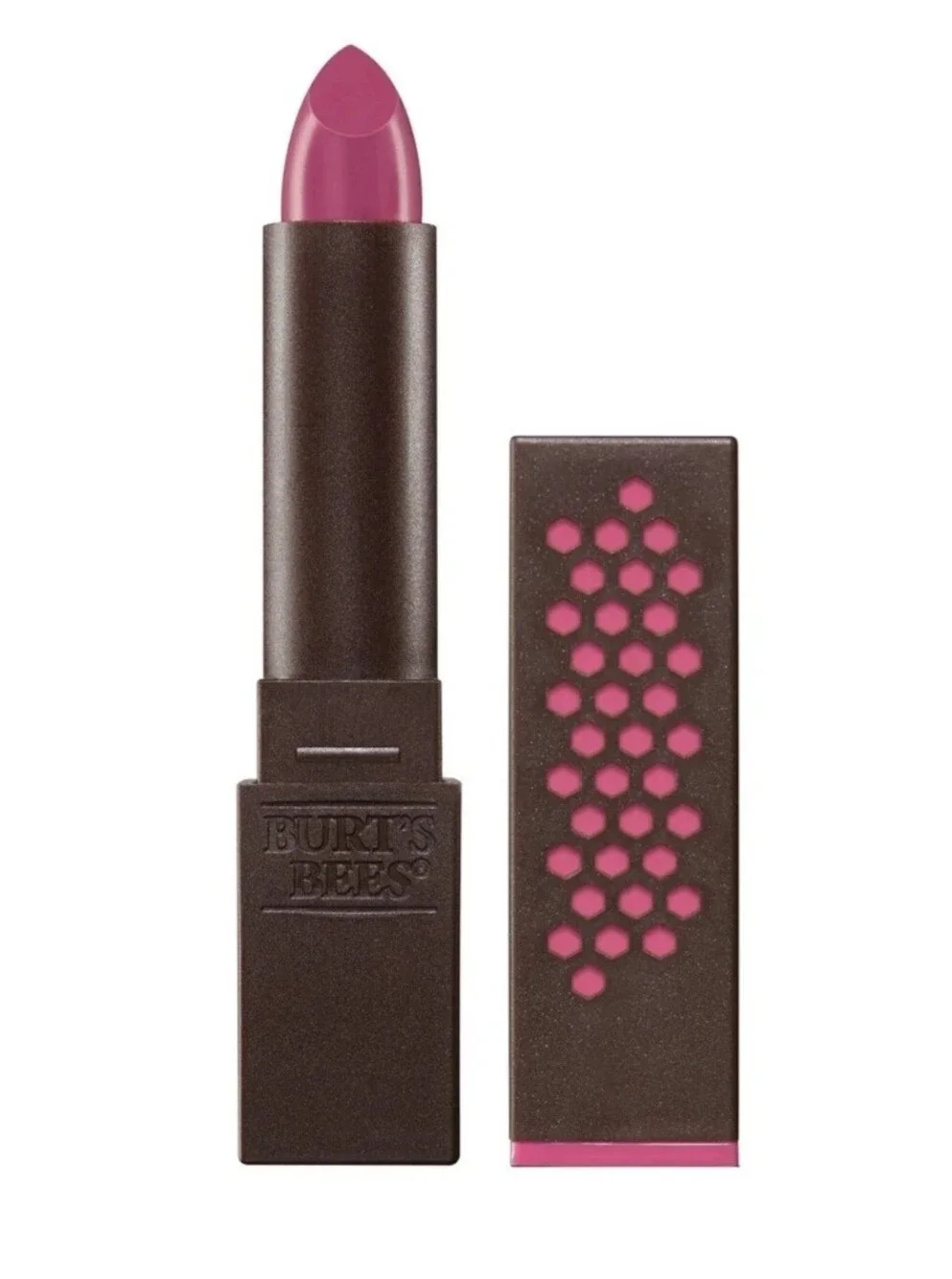 ☆NEW☆LOT OF 3☆Burt's Bees 100% Natural Satin Lipstick 512 Fuchsia Flood, 3 Tubes